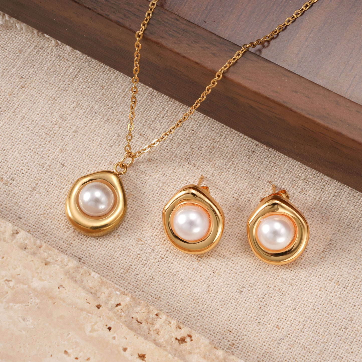 Parure perla en acier inoxidable